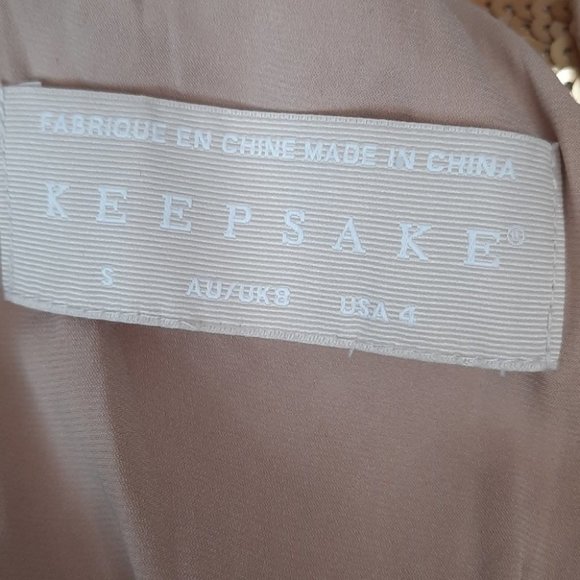 KEEPSAKE THE LABEL Cream Gold Sequins Dress S - Picture 7 of 7